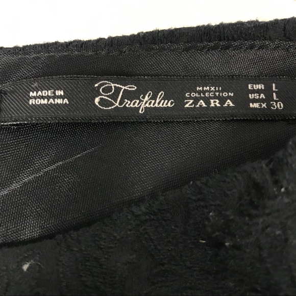 Zara Black Jacquard Dress Large Jeweled Sleeves - Picture 6 of 6